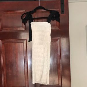 Zara scrunchy mini dress with black tie straps